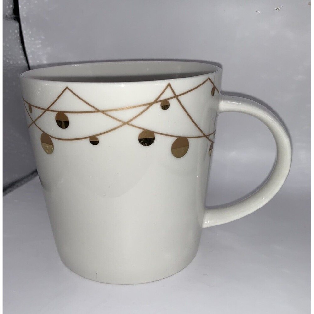 Starbucks 2012 New Bone China Gold Christmas Holiday Lights 14 oz. Mug